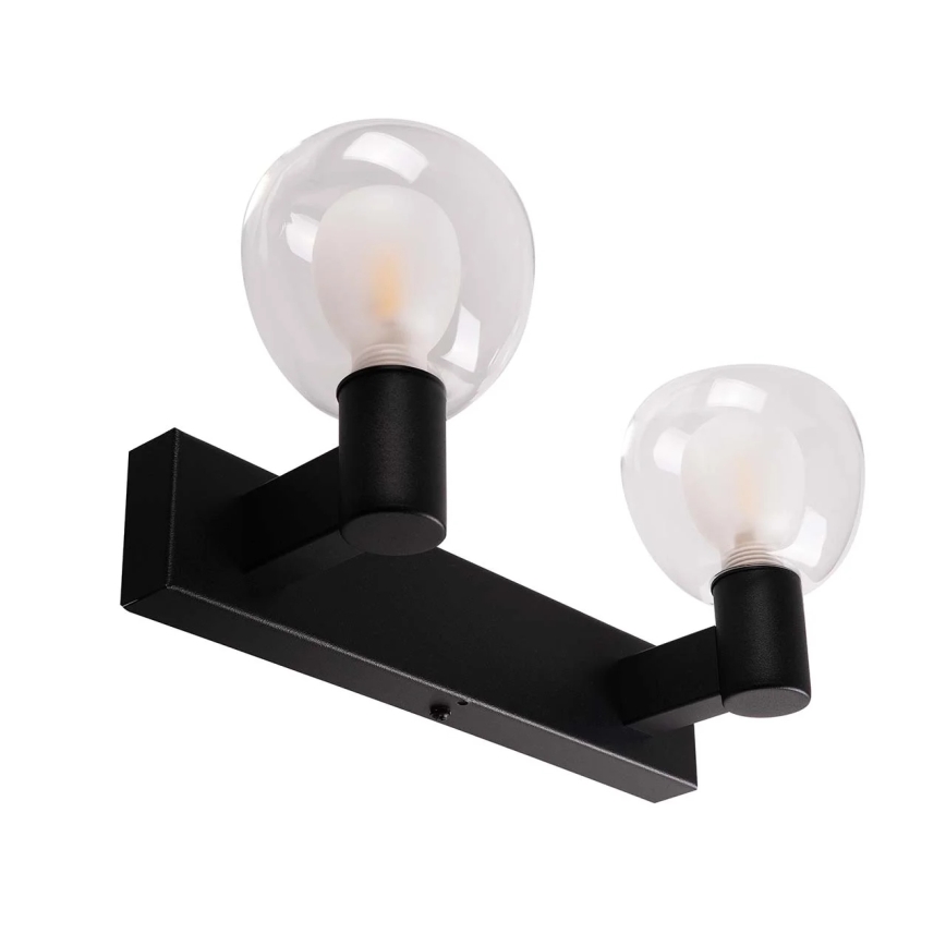 POLA Bathroom Wall Light, 2 x G9/5W/230V, IP44, Black/Clear