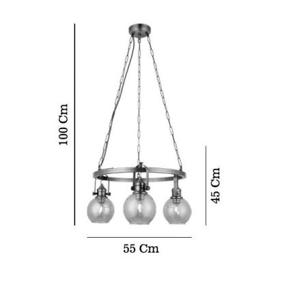 POLINO Chain-Hung Chandelier 3xE27/40W/230V, Bronze Finish