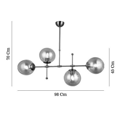 POLINO Rod Chandelier 4x E27/40W/230V, Bronze