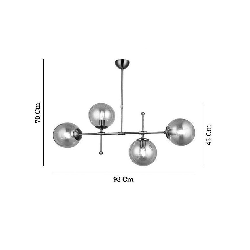 POLINO Rod Chandelier 4x E27/40W/230V, Bronze