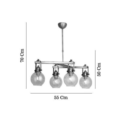 POLINO Rod Chandelier 4xE27/40W/230V, Bronze