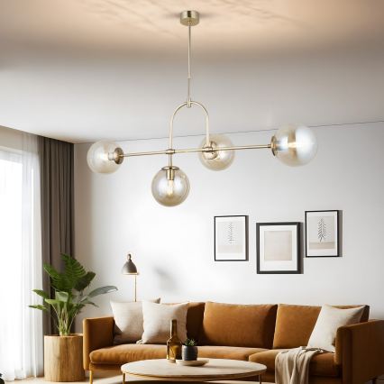 POLINO Rod-Mounted Pendant Lamp 4xE27/40W/230V Gold