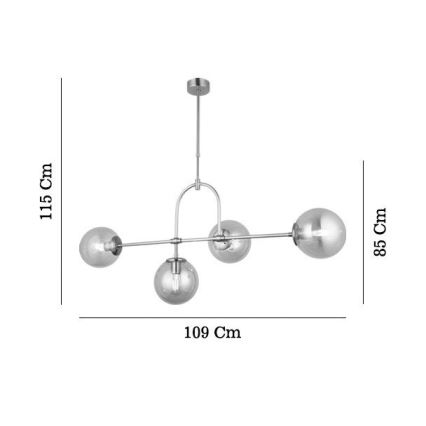 POLINO Rod-Mounted Pendant Lamp 4xE27/40W/230V Gold