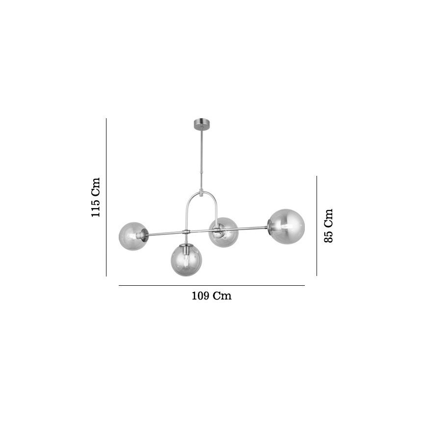 POLINO Rod-Mounted Pendant Lamp 4xE27/40W/230V Gold