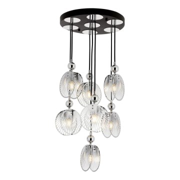Polished chrome 7-light cable pendant, 7xE27/40W/230V