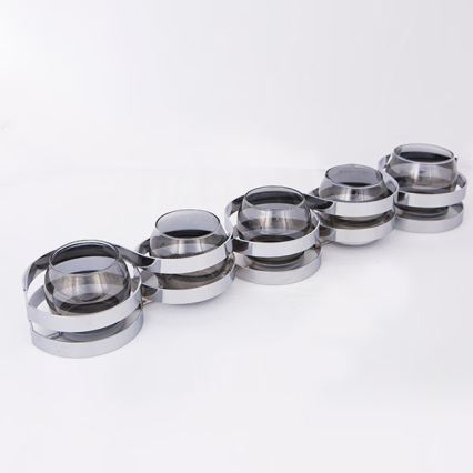 Polished chrome candle holder 55x10x8 cm
