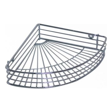 Polished chrome corner shower shelf, 22.7 x 31.5 cm