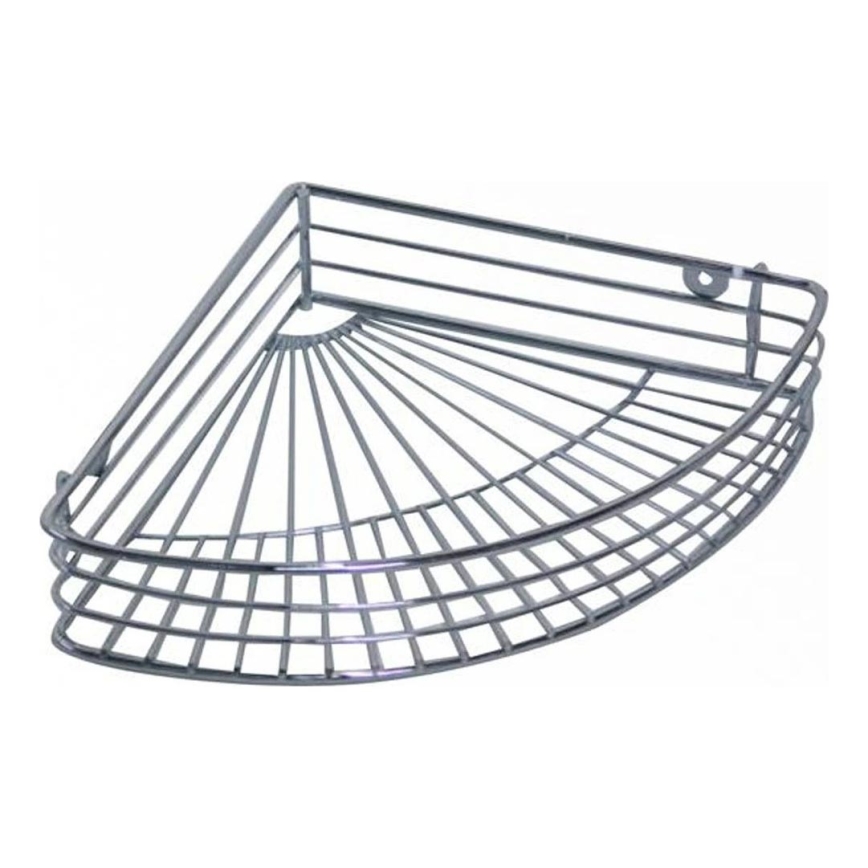 Polished chrome corner shower shelf, 22.7 x 31.5 cm