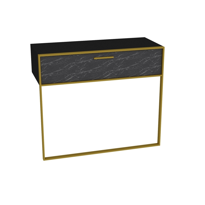 POLKA Wall-Mounted Console Table 76,8x90 cm Gold/Black