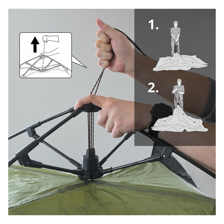 Pop up tent for 3-4 people PU 3000 mm green