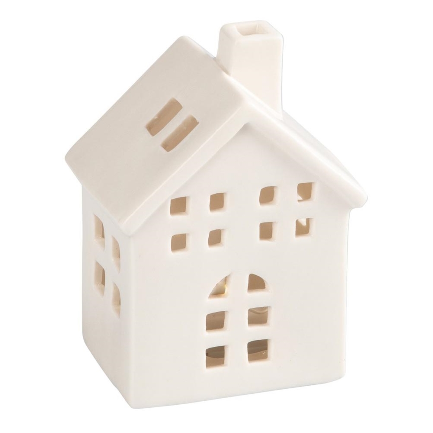 Porcelain candle house 10 cm white