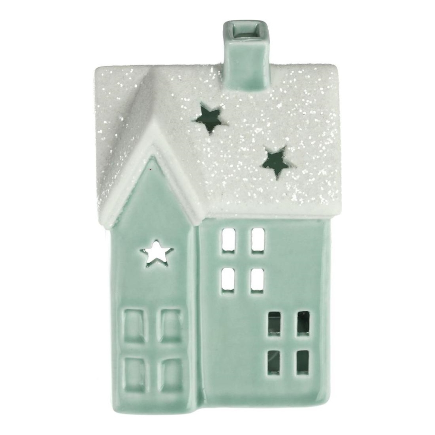 Porcelain candle house 11,1 cm mint