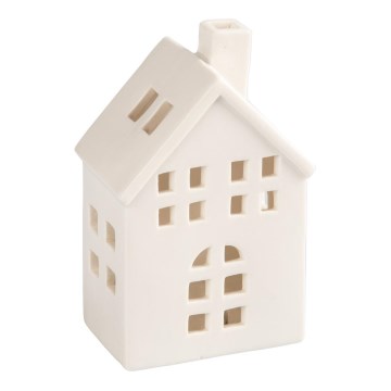 Porcelain candle house 14,5 cm white