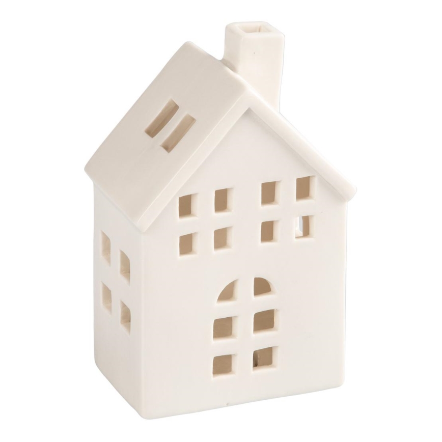 Porcelain candle house 14,5 cm white