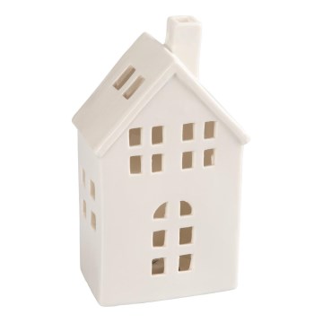 Porcelain candle house 19,4 cm white