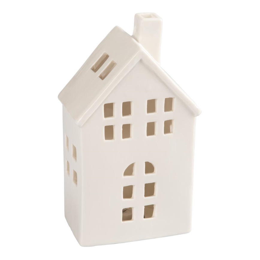 Porcelain candle house 19,4 cm white