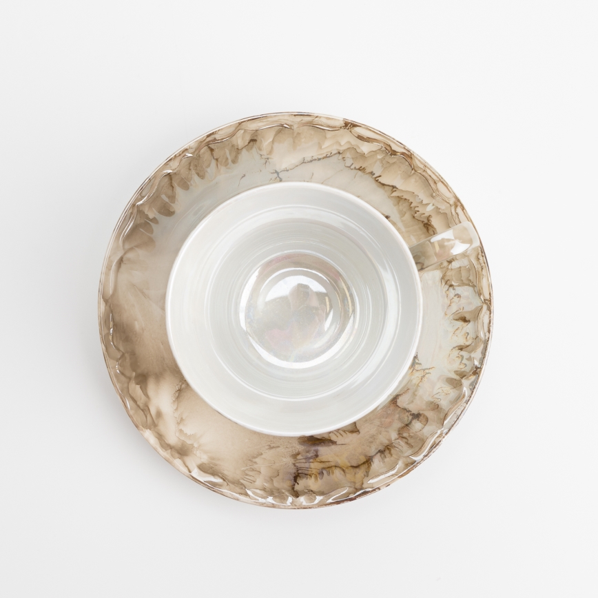 Porcelain tea set marble brown