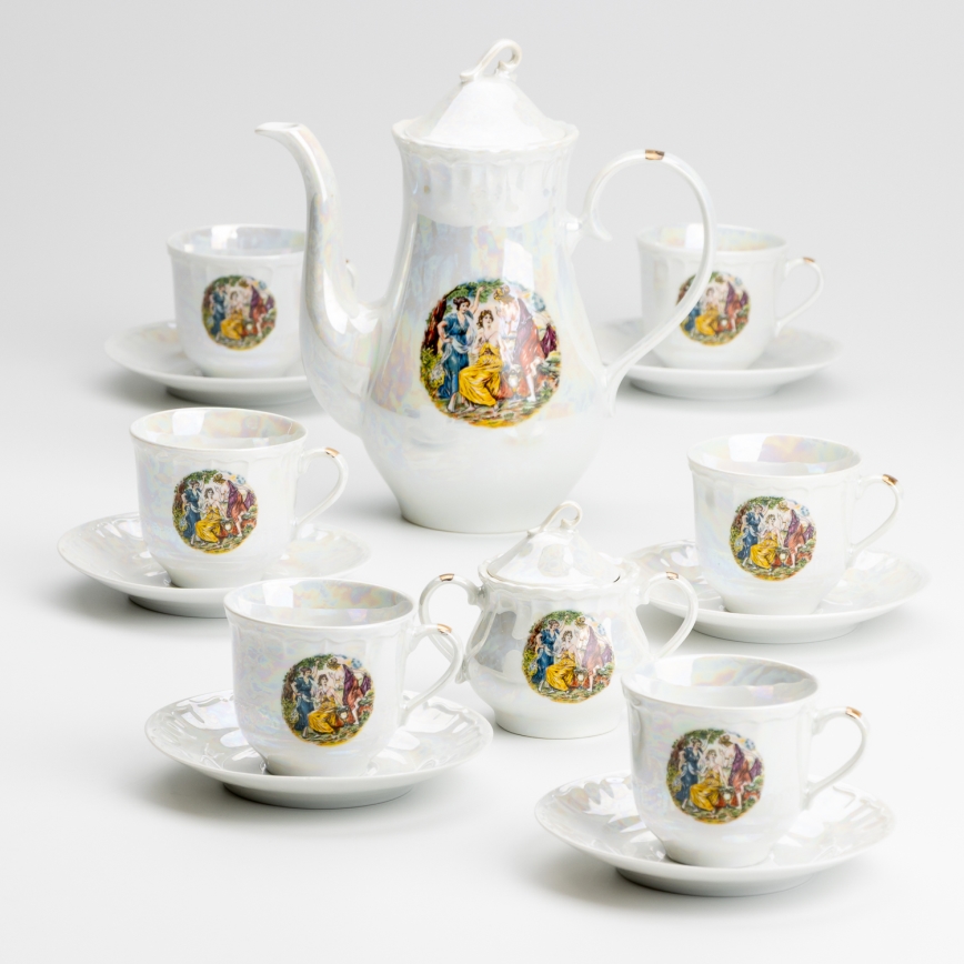Porcelain tea set pearly white