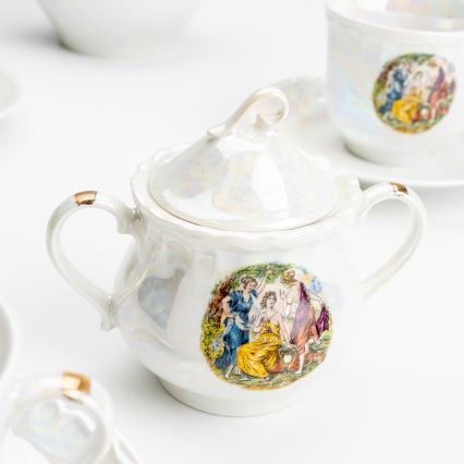 Porcelain tea set pearly white