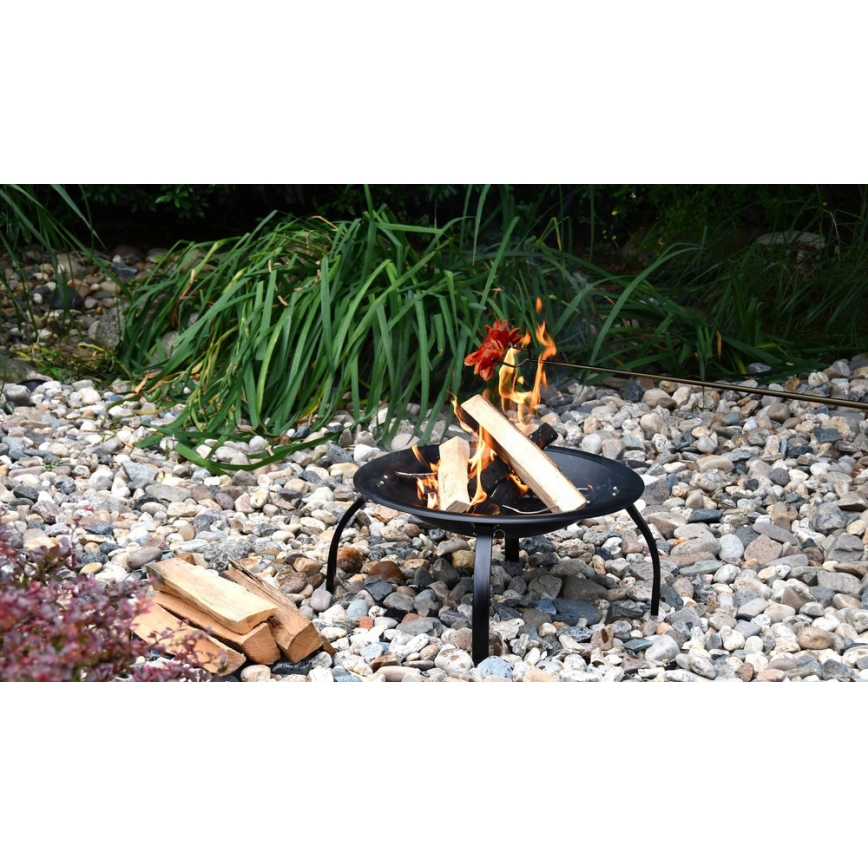 Portable campfire with grate black
