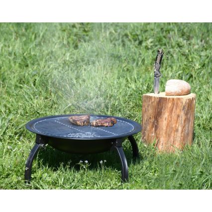 Portable campfire with grate black