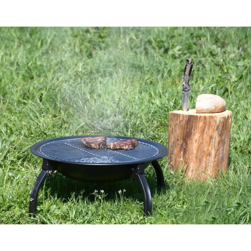 Portable campfire with grate black