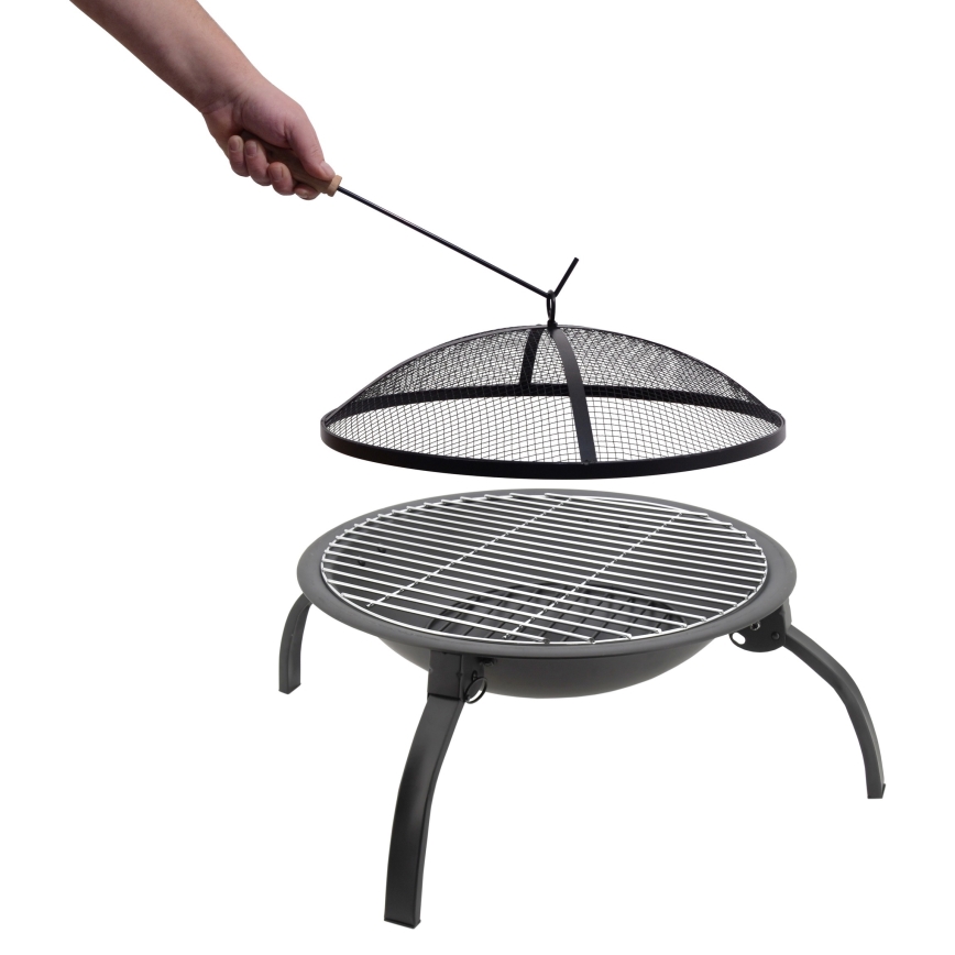 Portable campfire with grate black