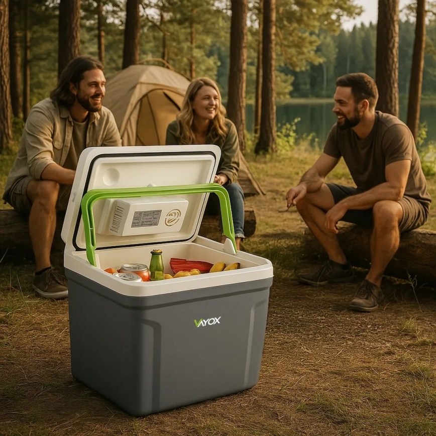 Portable car refrigerator with heating function 27 l 230V/12V/24V grey