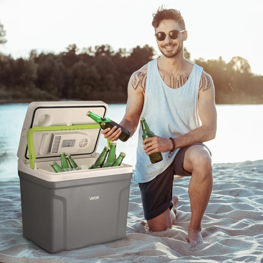 Portable car refrigerator with heating function 27 l 230V/12V/24V grey