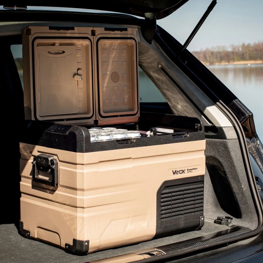 Portable car refrigerator with LCD display 39 l 230V/12V/24V brown