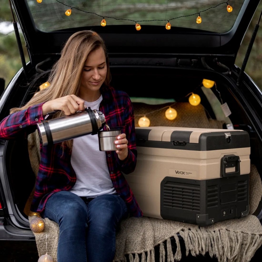 Portable car refrigerator with LCD display 39 l 230V/12V/24V brown