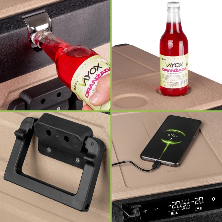 Portable car refrigerator with LCD display 39 l 230V/12V/24V brown