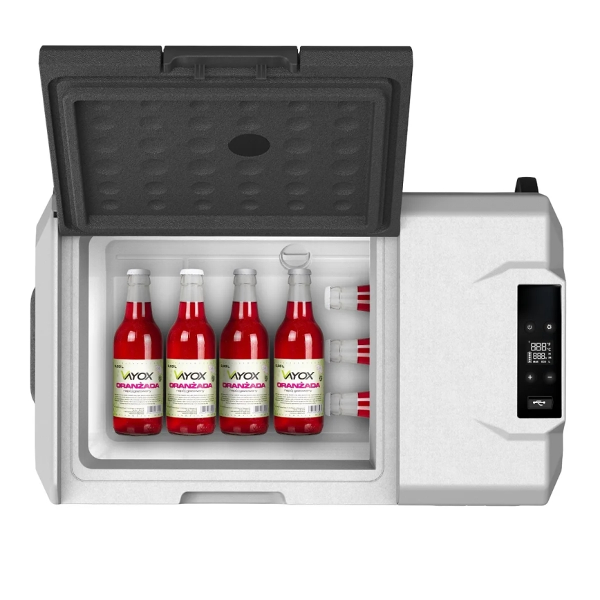 Portable car refrigerator with LCD display 40 l 230V/12V/24V black