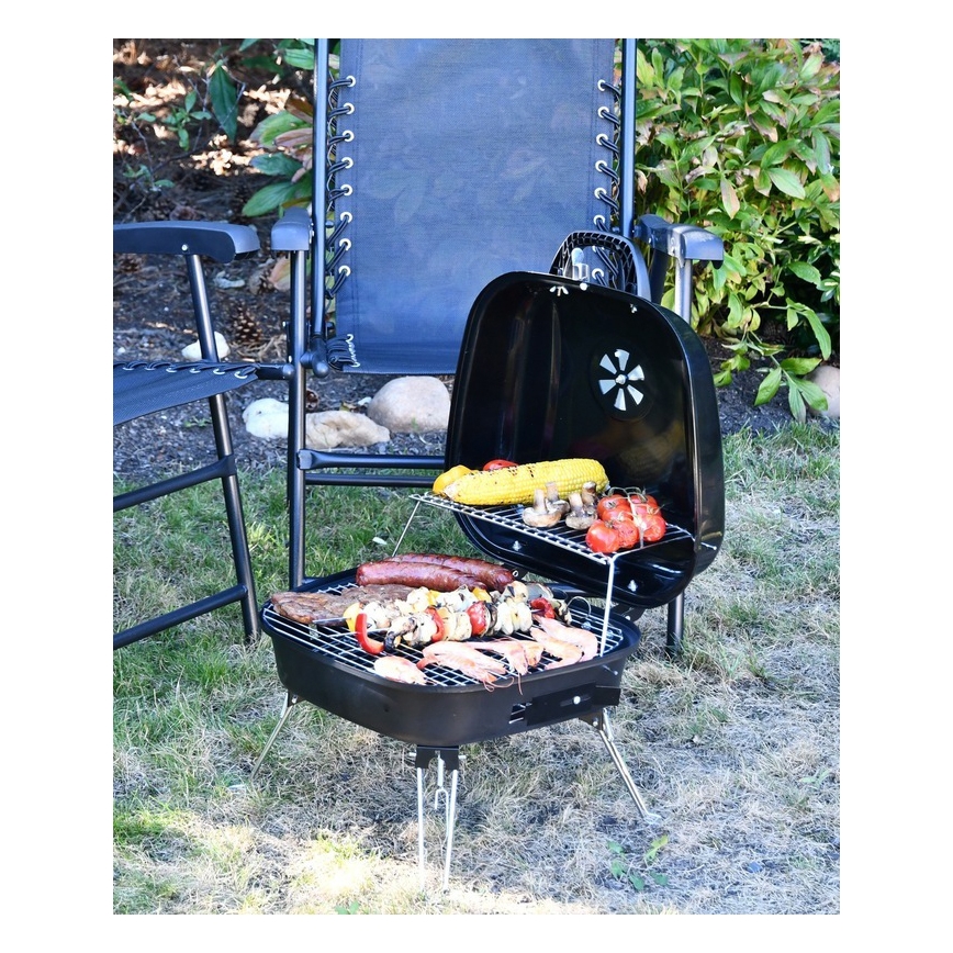 Portable charcoal grill black