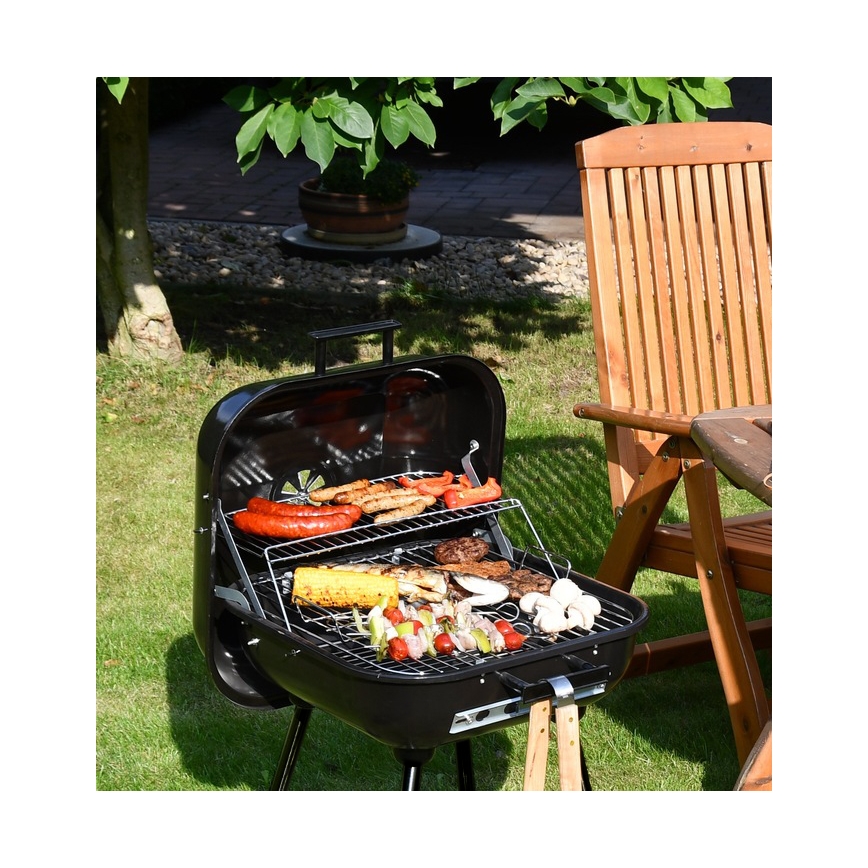Portable charcoal grill black