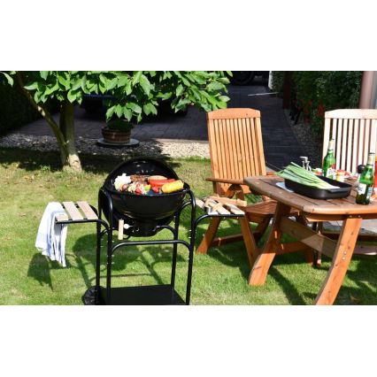 Portable charcoal grill black/wood