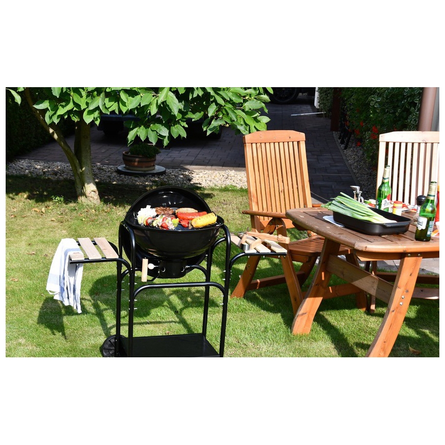 Portable charcoal grill black/wood