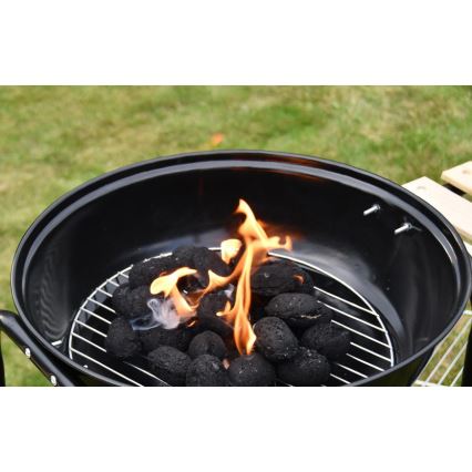 Portable charcoal grill black/wood