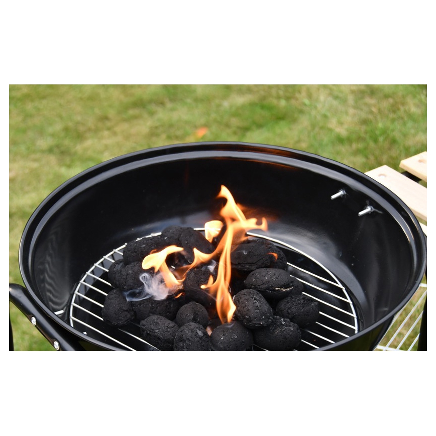 Portable charcoal grill black/wood