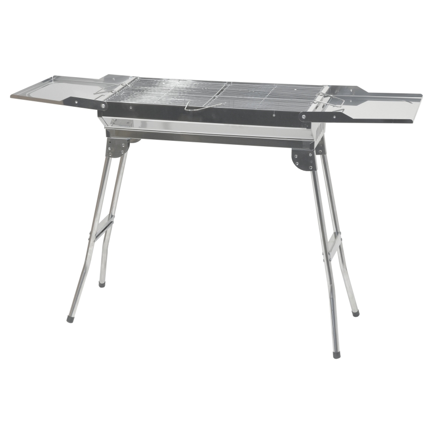 Portable charcoal grill shiny chrome