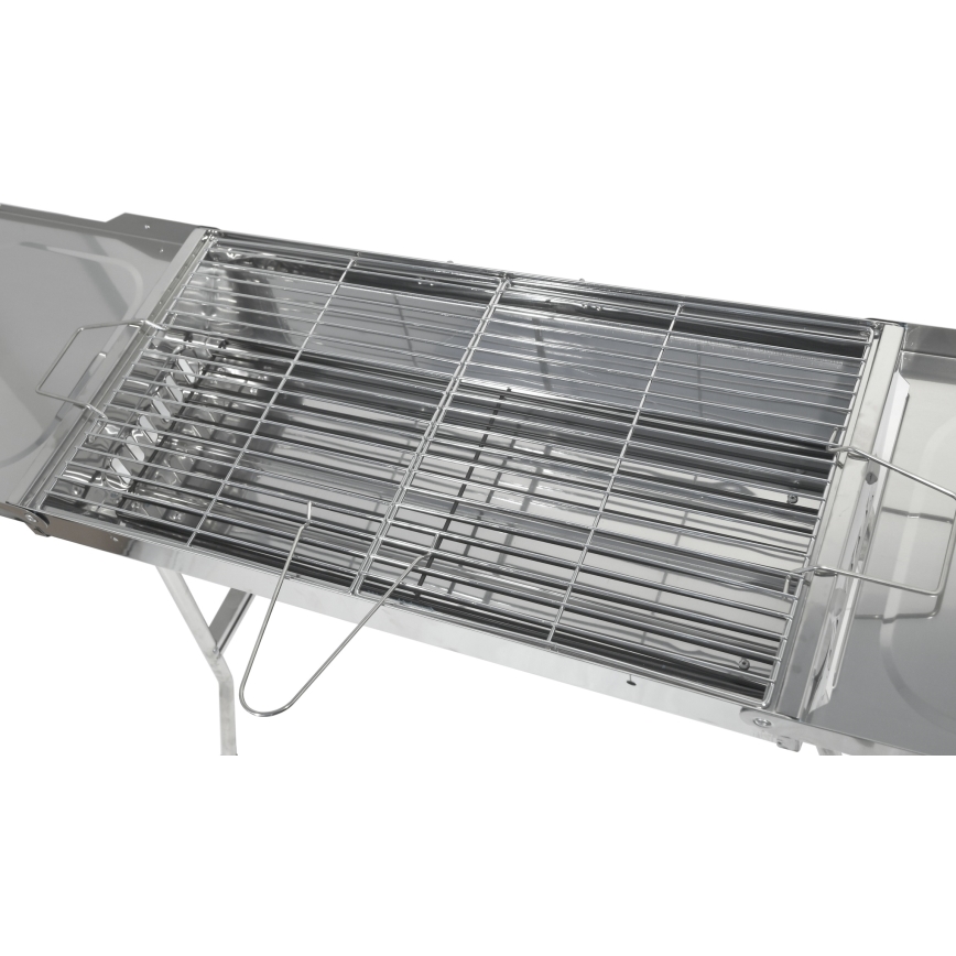 Portable charcoal grill shiny chrome