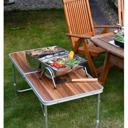 Portable charcoal grill shiny chrome