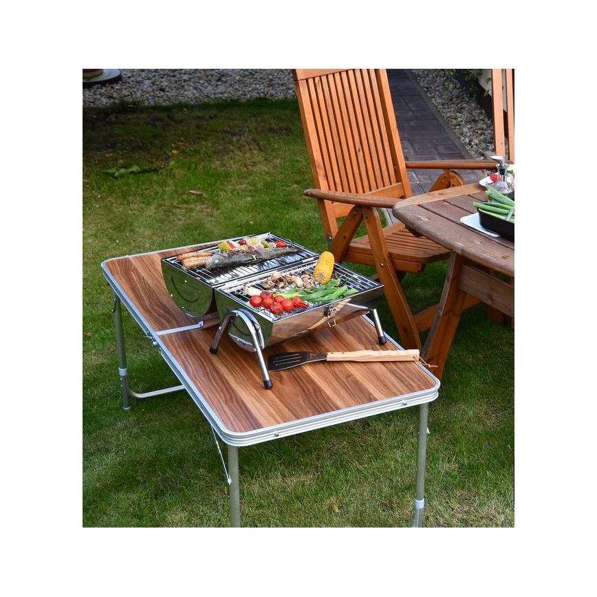 Portable charcoal grill shiny chrome