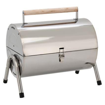 Portable charcoal grill shiny chrome
