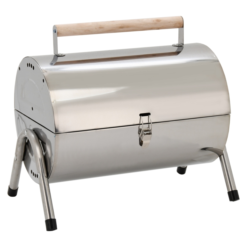 Portable charcoal grill shiny chrome