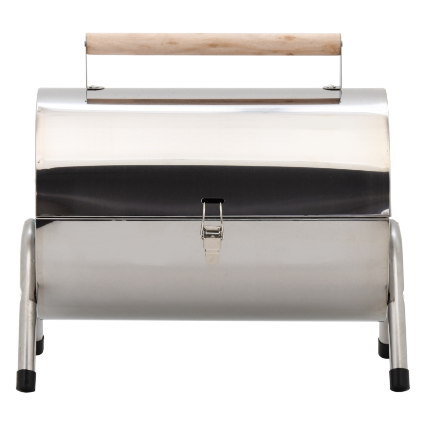 Portable charcoal grill shiny chrome