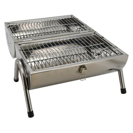Portable charcoal grill shiny chrome