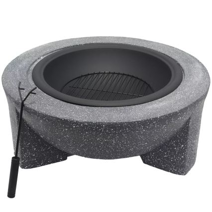 Portable Fire Pit with Grate, 74 x 30 cm — Black / Dark Granite