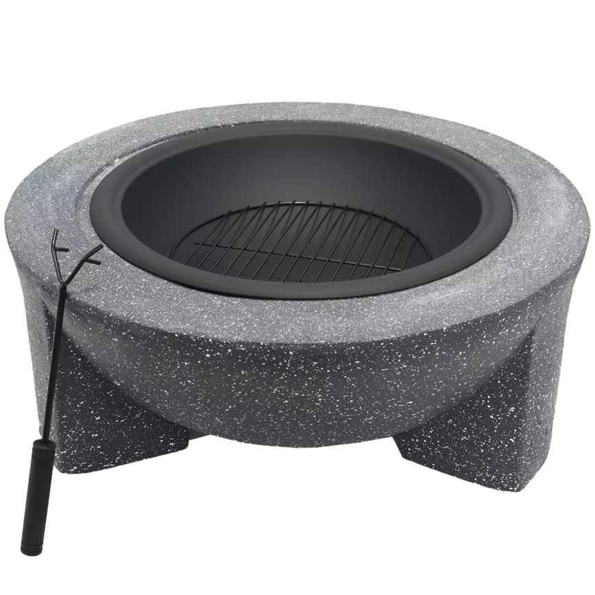 Portable Fire Pit with Grate, 74 x 30 cm — Black / Dark Granite