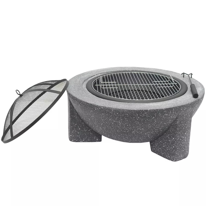 Portable Fire Pit with Grate, 74 x 30 cm — Black / Dark Granite